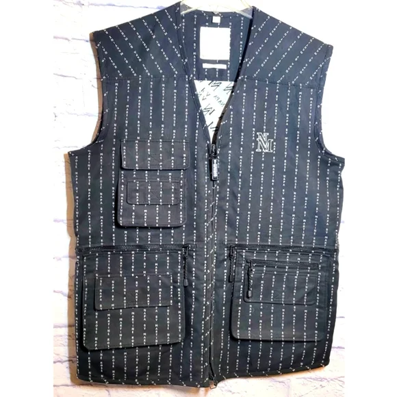 NAPA by Martine Rose Utility Vest Logo All Over Black White Size M Streetwear